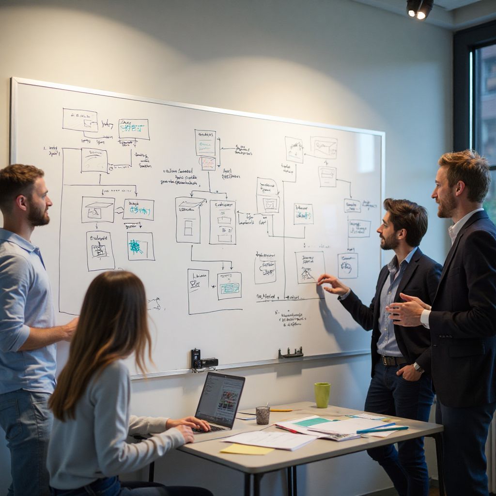 Team brainstorming session for app design